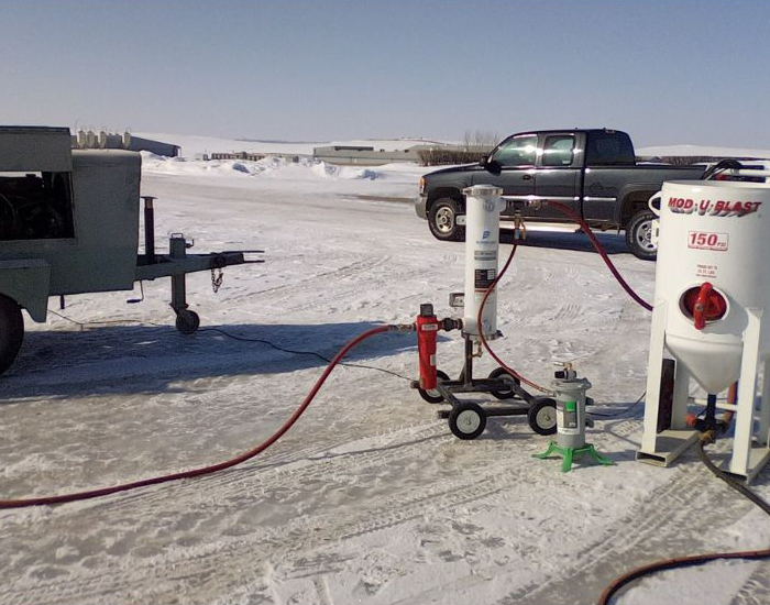 Sandblast diesel pot